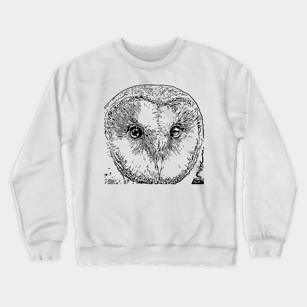 Owl Cute Snowy Comic Style Lineart Crewneck Sweatshirt by Kreisel